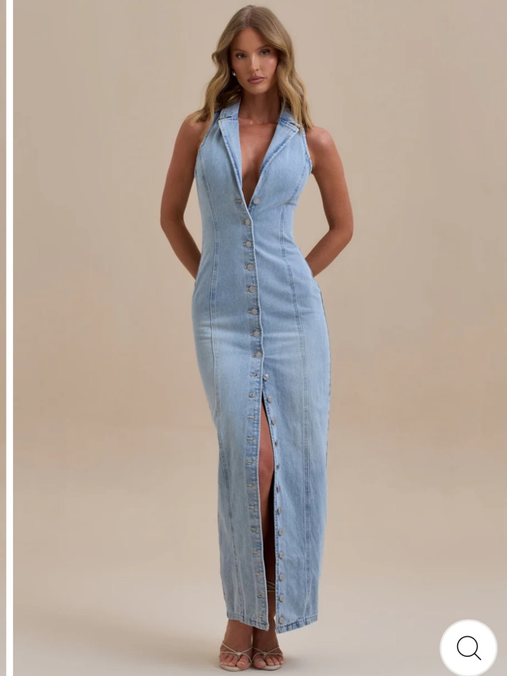 Wanderdoll Kenny Denim Buttoned Maxi Dress